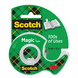 Scotch Magic Cinta Adhesiva Invisible - Incluye Dispensador - 19mm x 15m - Color Transparente