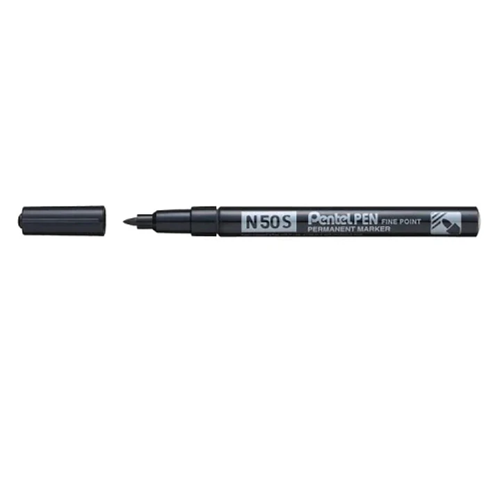 Pentel Pen N50S Rotulador Permanente - Punta Fina 3.18mm - Resistente a Agua y Luz - Color Negro 1