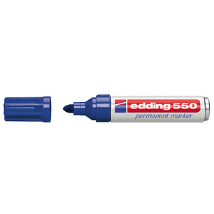 Edding 550 Rotulador Permanente - Punta Redonda - Trazo entre 3 y 4 mm. - Recargable - Secado Rapido - Color Azul