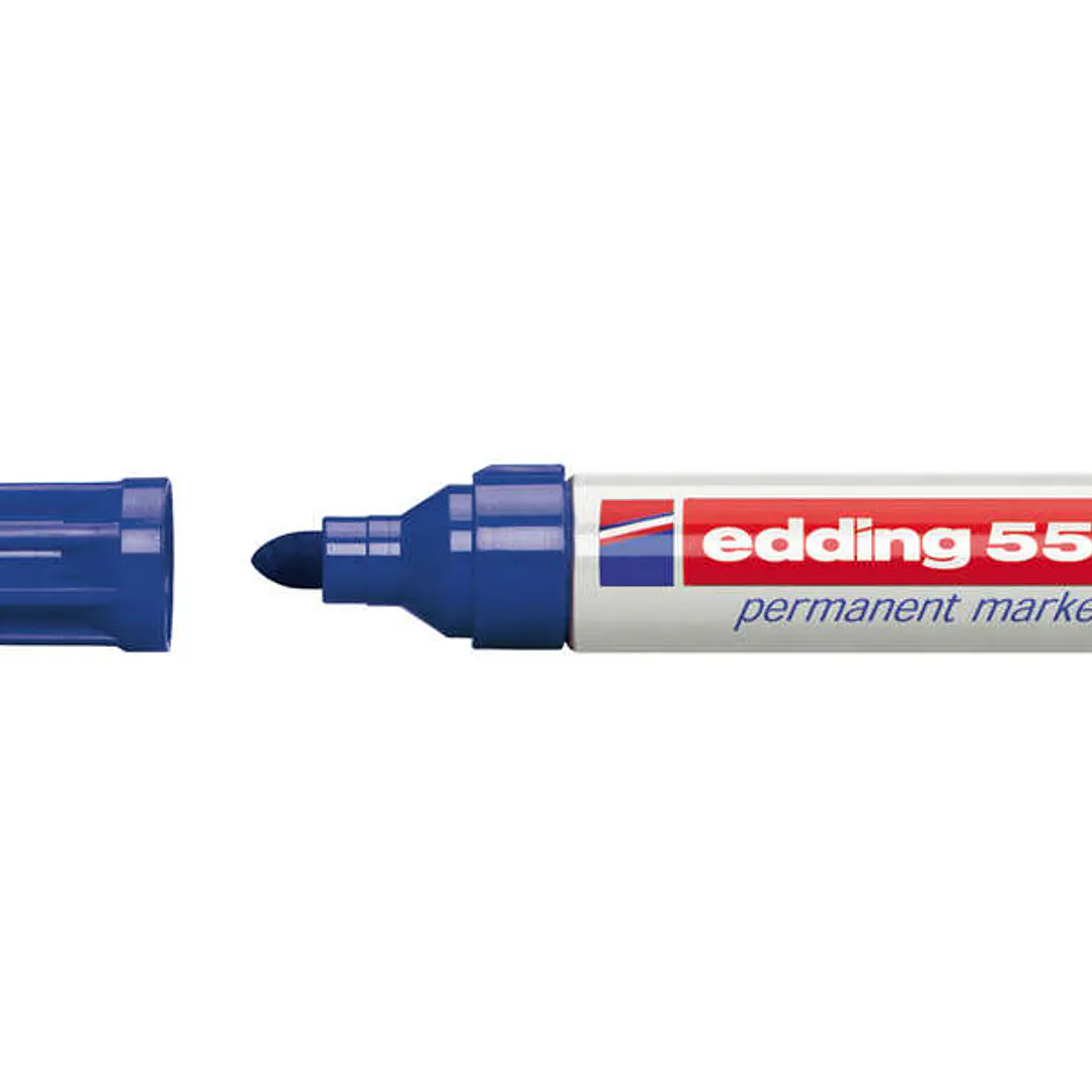 Edding 550 Rotulador Permanente - Punta Redonda - Trazo entre 3 y 4 mm. - Recargable - Secado Rapido - Color Azul 1
