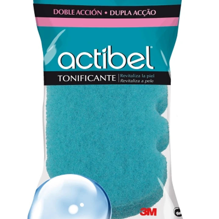 Actibel Tonic Esponja Corporal de Doble Accion - 1 Lado Suave - 1 Lado Exfoliante - Ergonomica - Color Azul 1