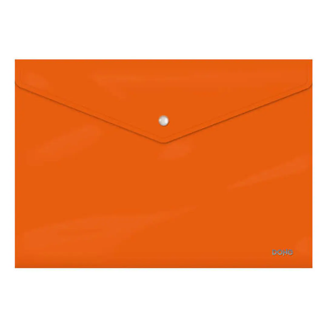 Dohe Sobre Portadocumentos Folio - Cierre de Broche - Polipropileno Cristal Opaco 200 Micras - Color Naranja 1