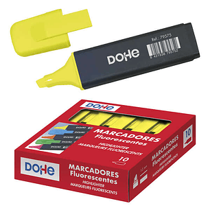 Dohe Marcador Fluorescente - Punta Biselada de 1-5mm - Clip en la Capucha - Apto para Todo Tipo de Papel - Color Amarillo