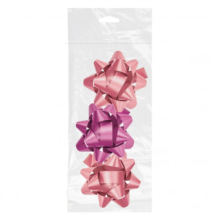 Dohe Chic Pack de 3 Lazos para Regalo - Forma de Estrella - Tamaño 8cm - Color Rosa 1