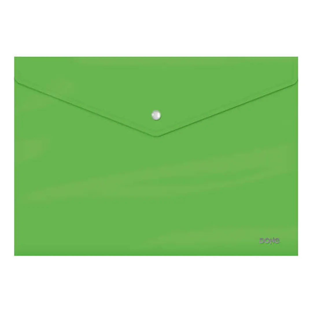 Dohe Sobre Portadocumentos Tamaño Folio - Cierre de Broche - Polipropileno Cristal Opaco 200 Micras - Color Verde 1