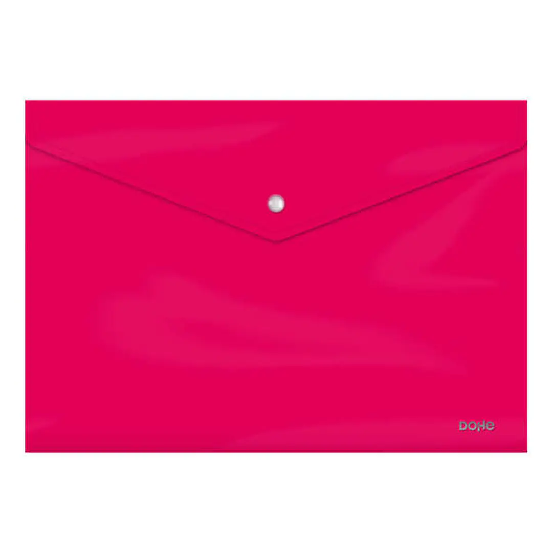 Dohe Sobre Portadocumentos Folio - Cierre de Broche - Polipropileno Cristal Opaco 200 Micras - Color Fucsia 1