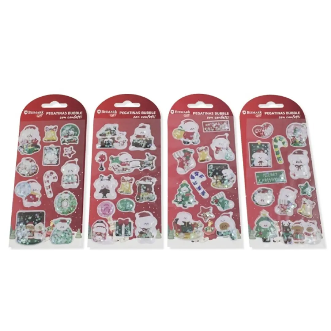 Bismark Pack de Pegatinas Bubble con Confetti Papa Noel - Packs con Diseños Diferentes Aleatorios 1
