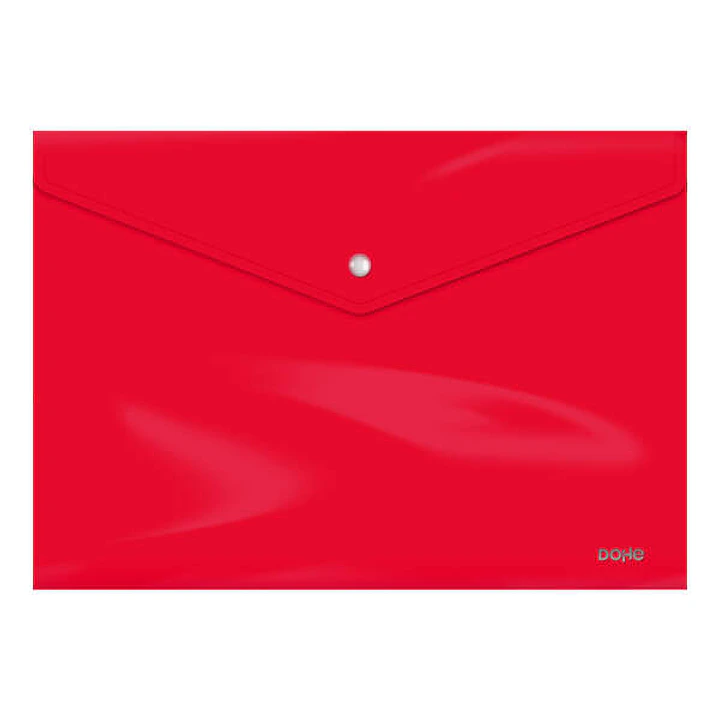 Dohe Sobre Portadocumentos Folio - Cierre de Broche - Polipropileno Cristal Opaco 200 Micras - Color Rojo 1