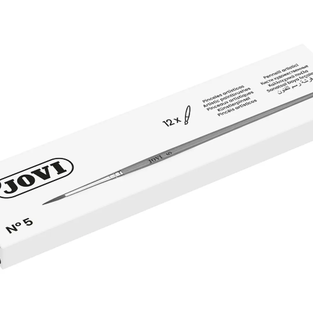 Jovi Pinceles Artisticos Pelo Poney Nº 5 - Pelo Natural - Mango de Madera - Calibre 00 al 12 - Punta Redonda - Pelo Suave - Color Varios 1