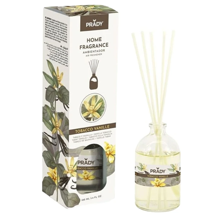 Prady Ambientador Mikado Tobacco Vanille - Frasco de Cristal 100 ml y Varitas Difusoras 1