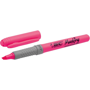 Bic Highlighter Grip Marcador Fluorescente - Tinta con Base de Agua - Punta Biselada - Trazo entre 1.60 y 3.30 mm - Color Rosa