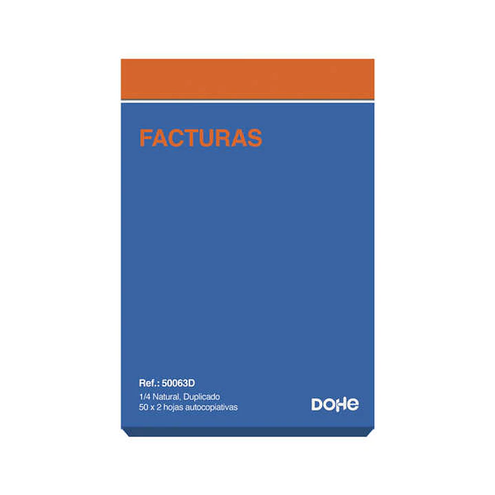 Dohe Talonario de Facturas - Cuarto Natural - 50x2 Hojas Autocopiativas - Duplicado 1
