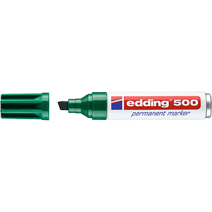 Edding 500 Rotulador Permanente - Punta Biselada - Trazo entre 2 y 7 mm. - Recargable - Secado Instantaneo - Color Verde