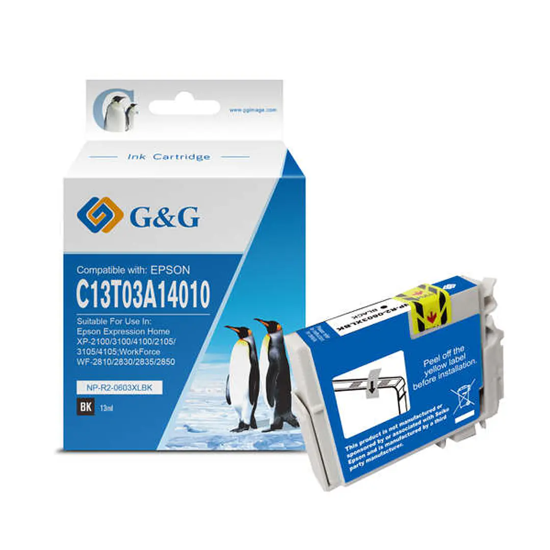 G&G Epson 603XL Negro Cartucho de Tinta Pigmentada Generico - Reemplaza C13T03A14010/C13T03U14010 1