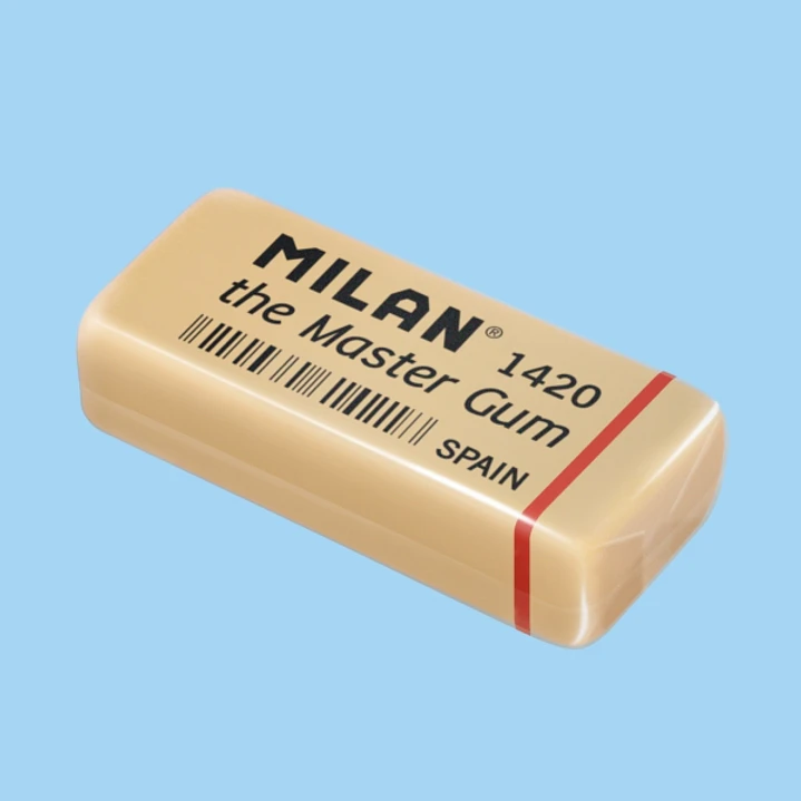 Milan Master Gum Goma de Borrar para Bellas Artes - Envueltas Individualmente - Miga de Pan - Caucho Sintetico - Color Marron 1