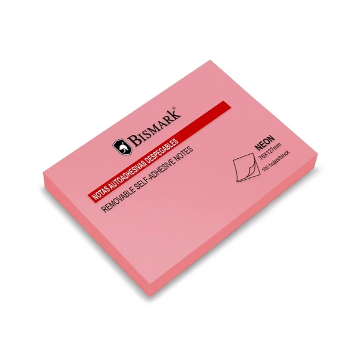 Bismark Bloc de 100 Notas Adhesivas 76x127mm - Color Rosa Neon 1