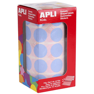 Apli Gomets Redondos Ø 20mm Azul Claro - 59 Hojas Pretroqueladas - 1770 Gomets por Rollo - Ideal para Escuelas y Talleres Infantiles - Normas EN-71 y 