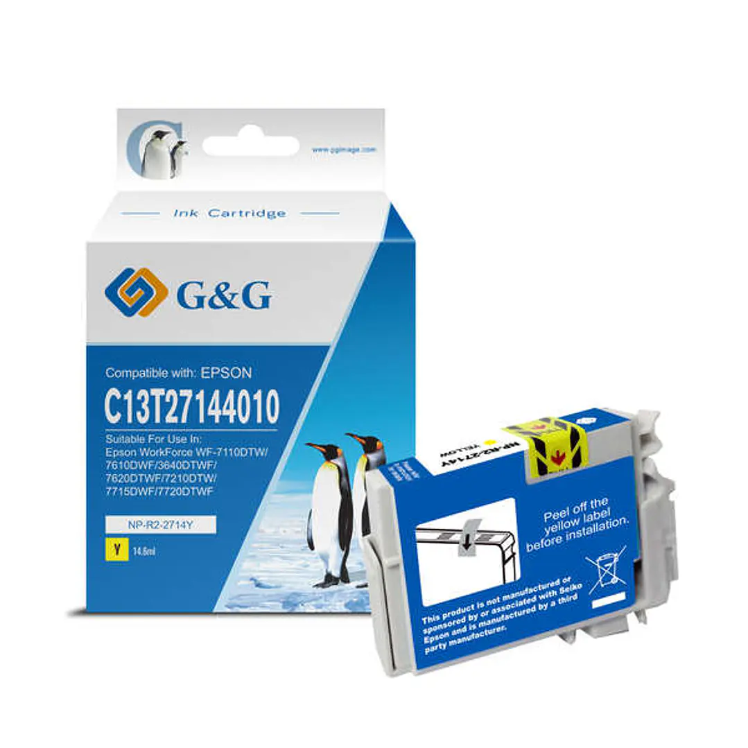 G&G Epson T2714/T2704 (27XL) Amarillo Cartucho de Tinta Generico - Reemplaza C13T27144012/C13T27044012 1