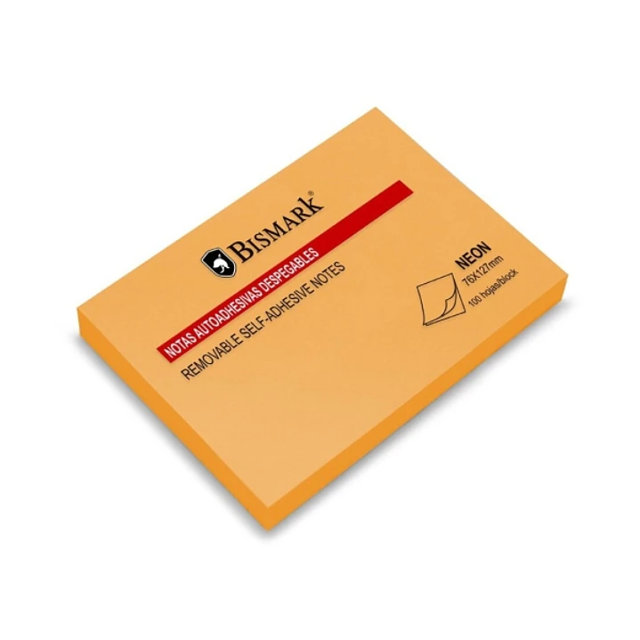 Bismark Bloc de 100 Notas Adhesivas 76x127mm - Color Naranja Neon 1