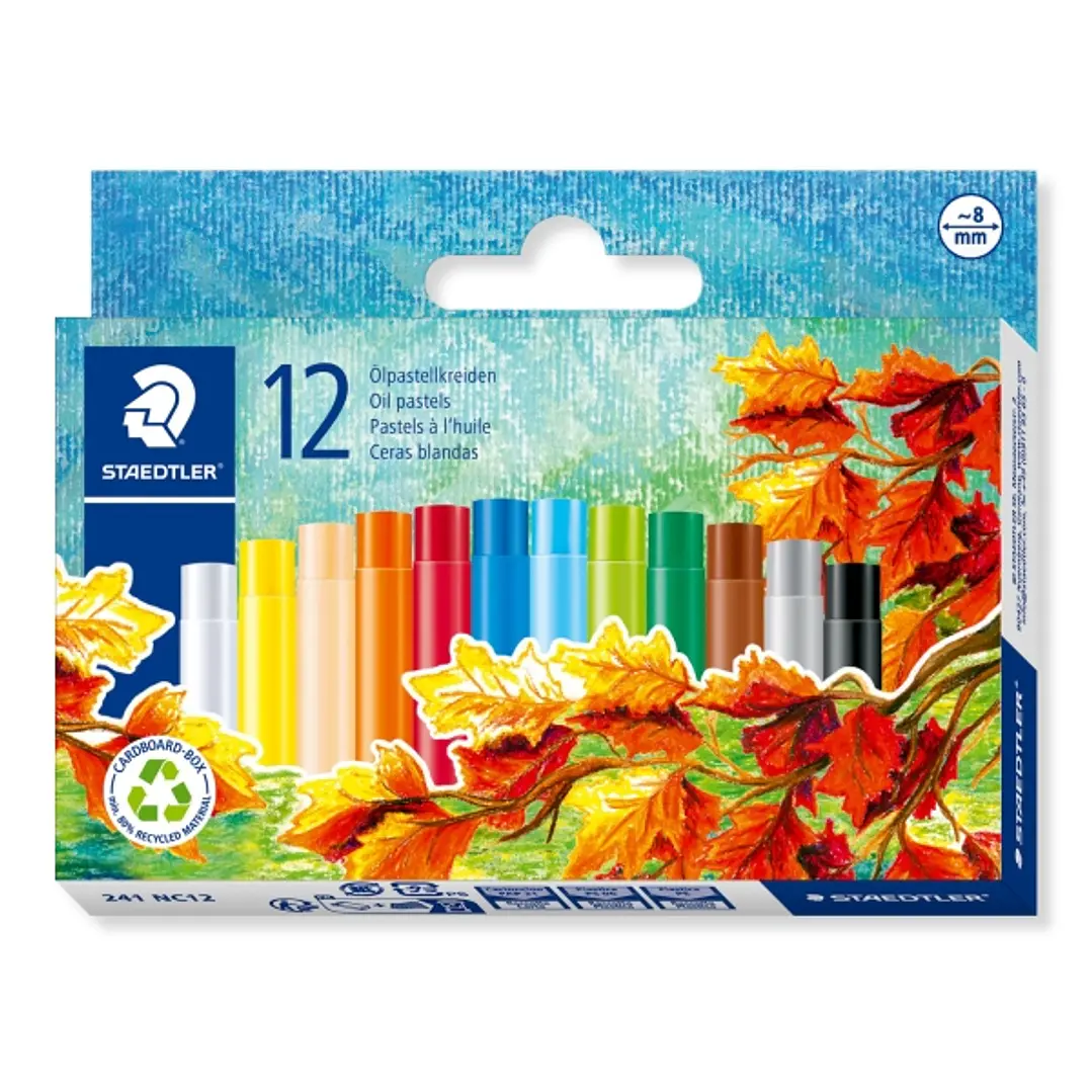 Staedtler Noris 241 Pack de 12 Ceras Blandas - Diametro 8mm - Resistencia a la Rotura - Colores Surtidos 1
