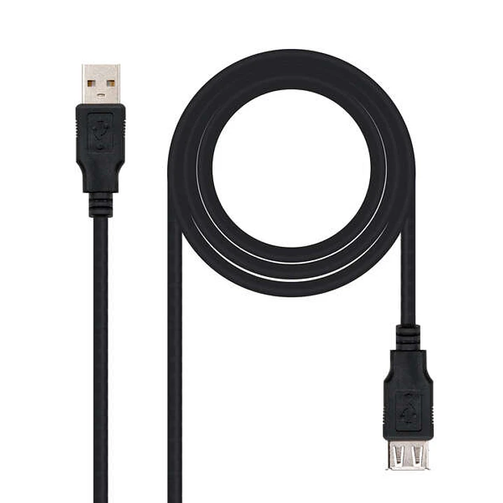 Nanocable Cable Prolongador USB-A 2.0 Macho a USB-A Hembra 1m 1
