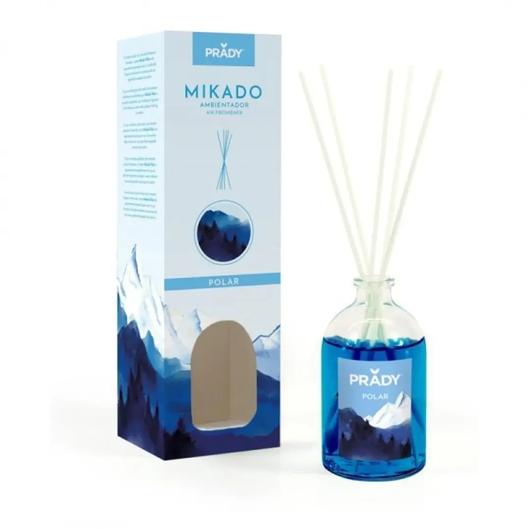 Prady Ambientador Mikado Polar - Frasco de Cristal 100 ml y Varitas Difusoras 1
