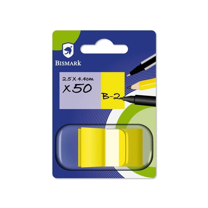 Bismark Dispensador con 50 Marcadores Reposicionables 44 x 25mm - Para Marcar, Señalar o Destacar Informacion - Color Amarillo 1