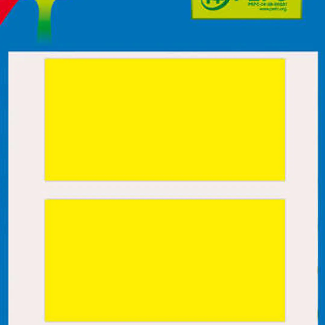 Apli Minibolsa de 15 Etiquetas Rectangulares 34x67mm - 5 Hojas por 3 Etiquetas - Adhesivo Permanente - Cantos Romos - Color Amarillo 1