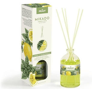 Prady Ambientador Mikado Limon y Hierbabuena - Frasco de Cristal 100 ml y Varitas Difusoras