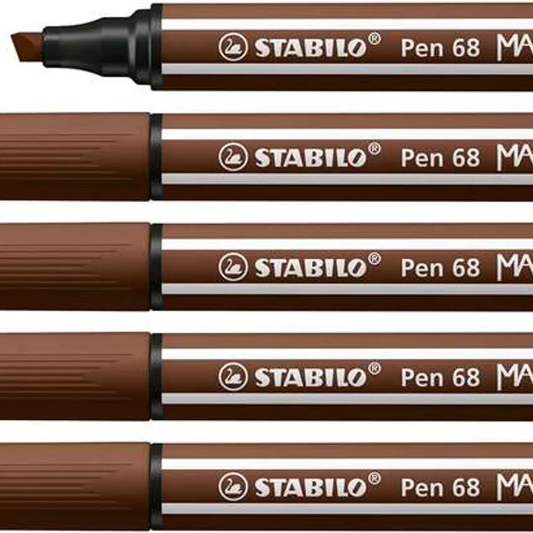 Stabilo Pen 68 MAX Rotulador - Punta de Fibra Biselada - Trazo entre 1-5mm aprox. - Tinta a Base de Agua - Color Marron 1