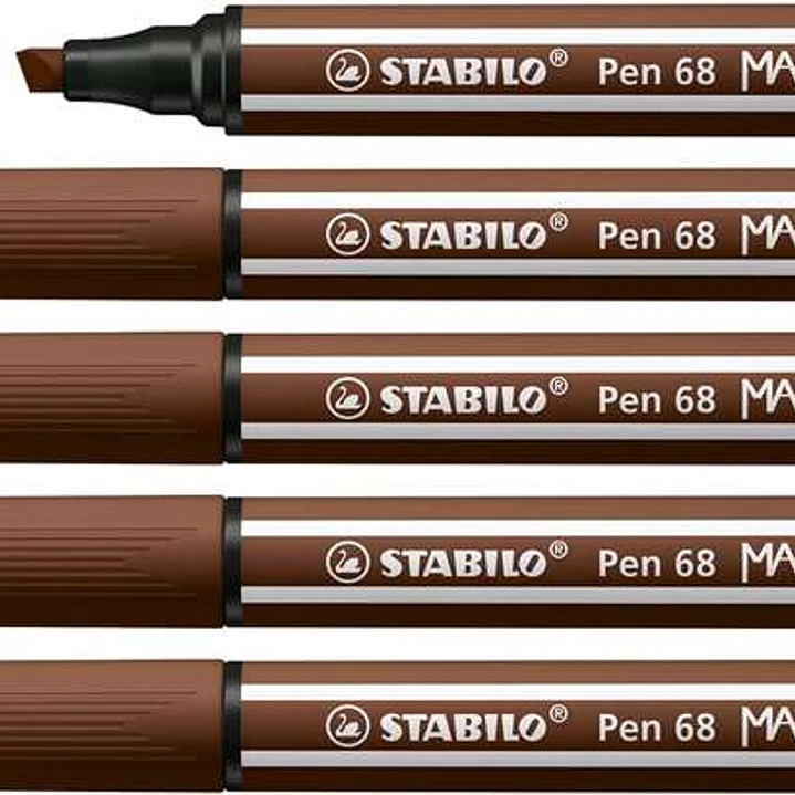 Stabilo Pen 68 MAX Rotulador - Punta de Fibra Biselada - Trazo entre 1-5mm aprox. - Tinta a Base de Agua - Color Marron 1