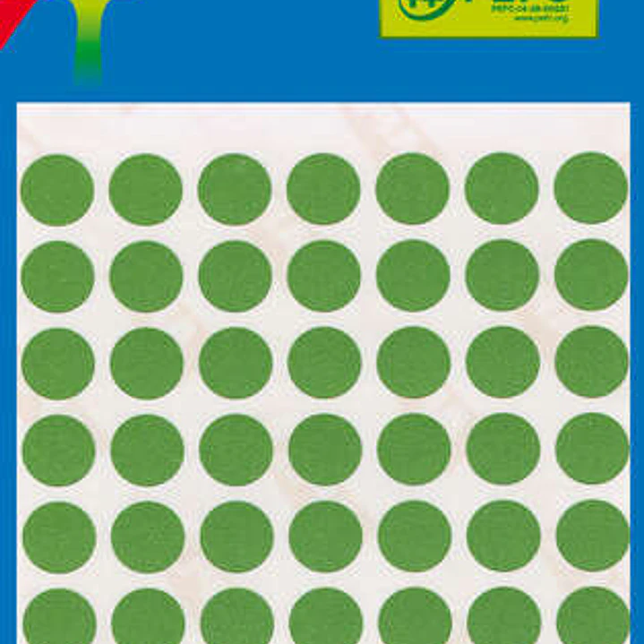 Apli Minibolsa de 315 Etiquetas Redondas Ø 10mm - 5 Hojas por 63 Etiquetas - Adhesivo Permanente - Color Verde 1