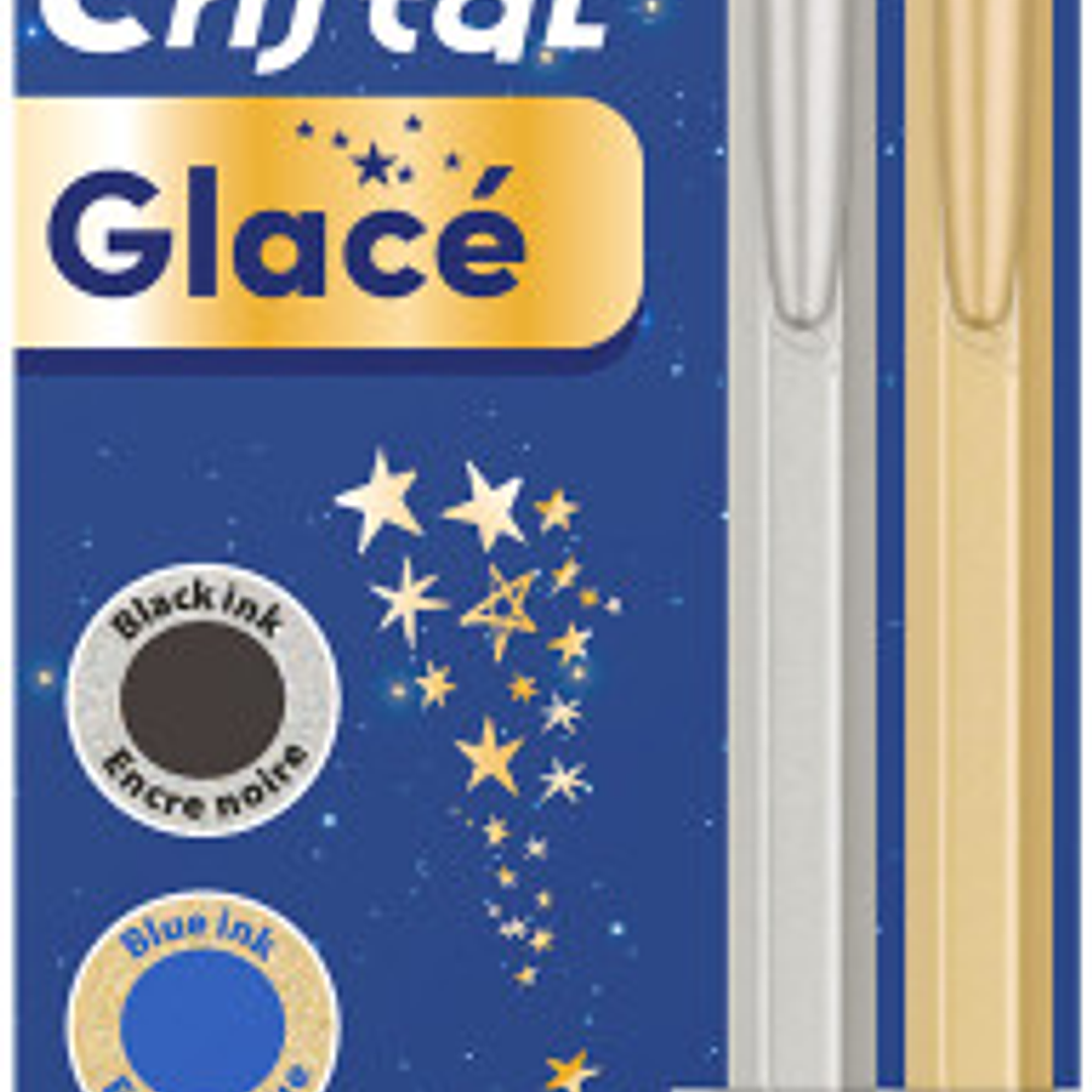 Bic Cristal Glace Pack con 2 Boligrafos de Bola - Cuerpo Opaco en Colores Metalizados Mate - Punta Redonda de 1mm - Trazo 0.4mm - Tinta con Base de Ac 1