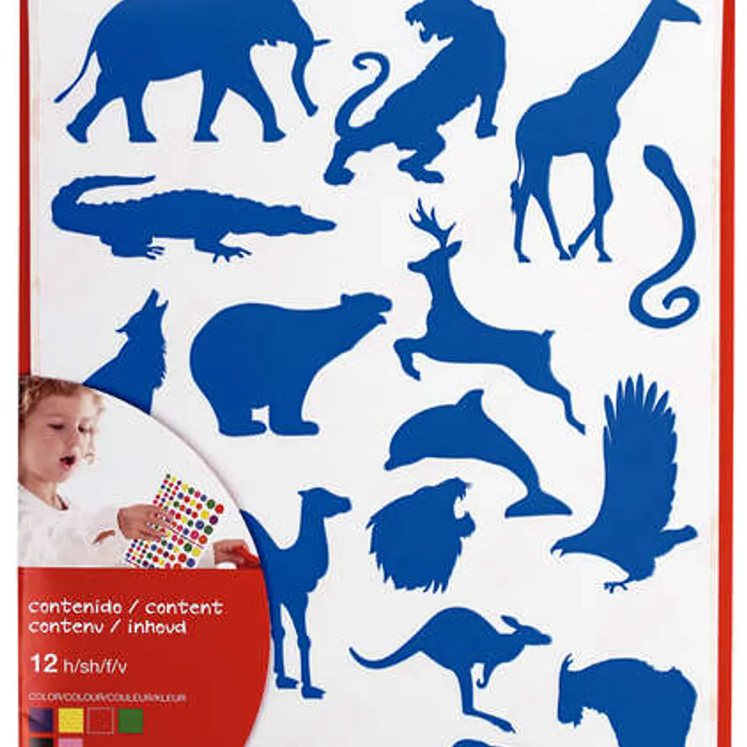 Apli Gomets Animales Salvajes - 204 Unidades por Bolsa - Formas de Elefante, Tigre, Jirafa y Mas - Adhesivo Base Agua y Materiales 100% Reciclables 1