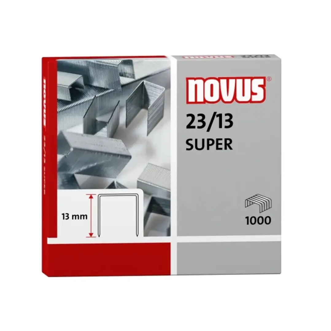 Novus 23/13 Super Caja de 1000 Grapas 23/13 Galvanizadas para Grapadoras de Gruesos 1