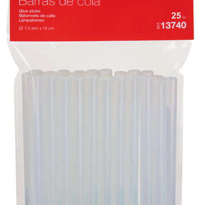 Apli Pack de 25 Barras Termofusibles Ø7.5mmx10cm - Precision y Limpieza en tus Trabajos - No Gotea - Compatible con Pistolas Ø7.5mm 1