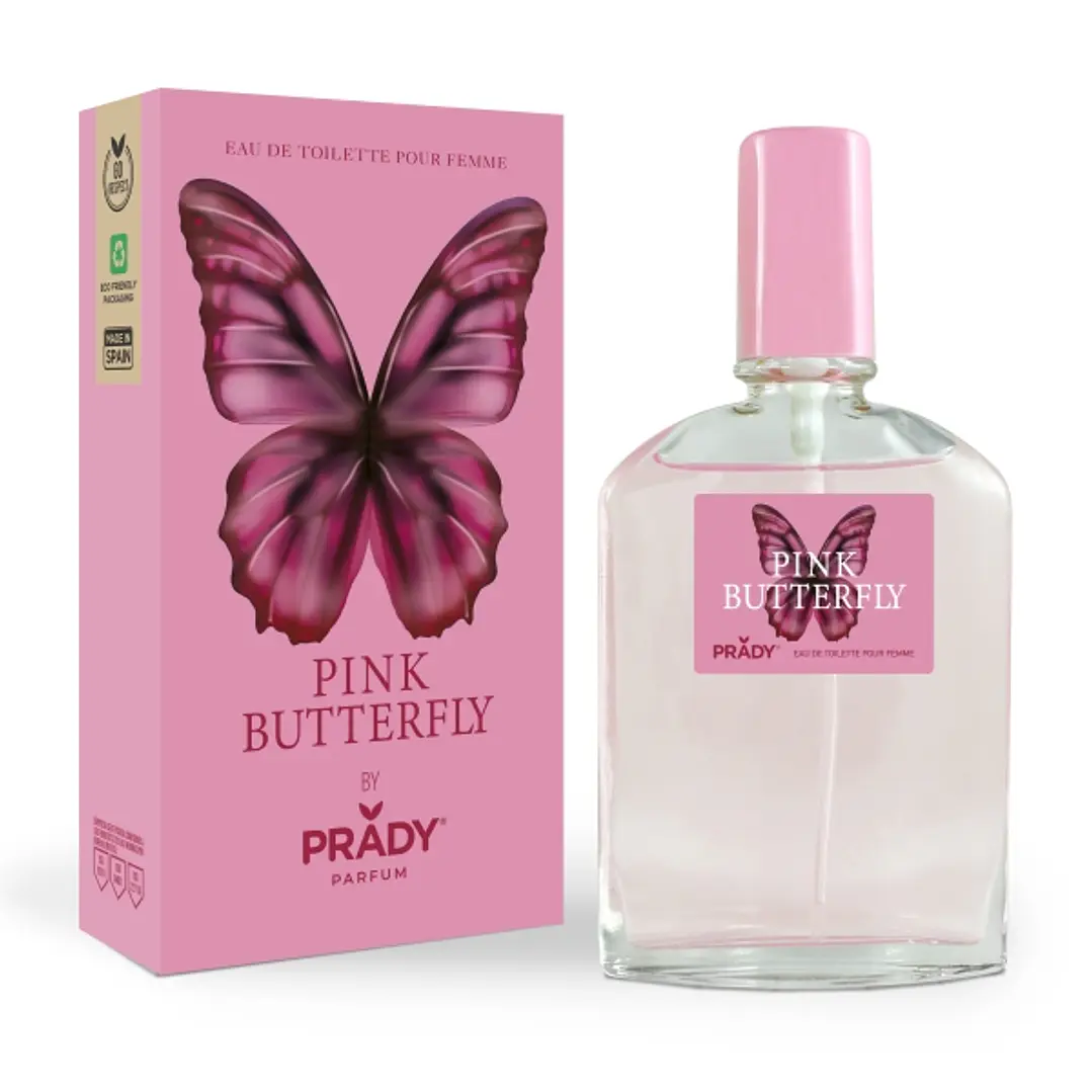 Prady Colonia de Mujer Pink Butterfly - Frasco de 90 ml - Spray Pulverizador 1
