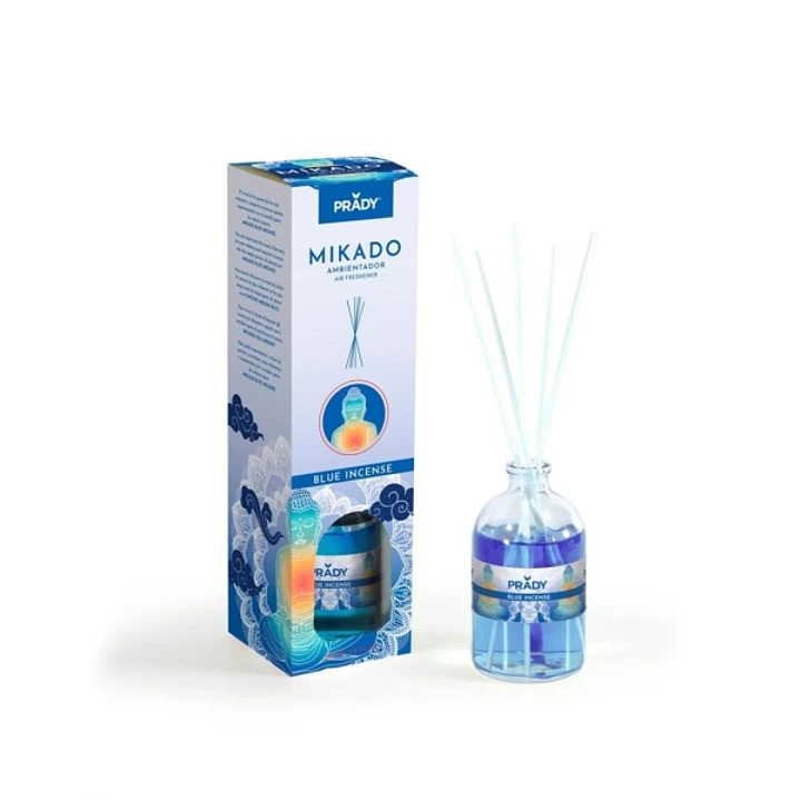Prady Ambientador Mikado Blue Inciense - Frasco de Cristal 100 ml y Varitas Difusoras 1
