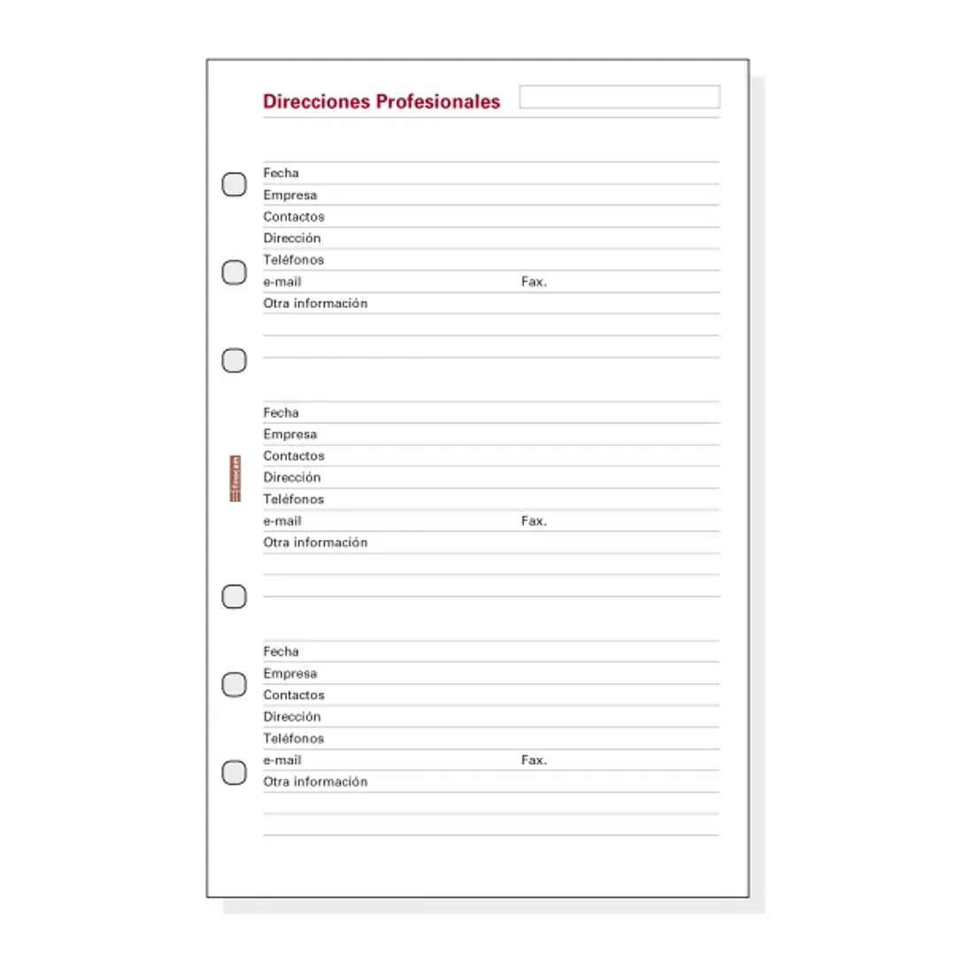 Finocam R551 Recambio Direcciones Profesionales para Agendas Open - Especial Direcciones Profesionales - Formato 500 - 117x5x181mm - Color Blanco 1