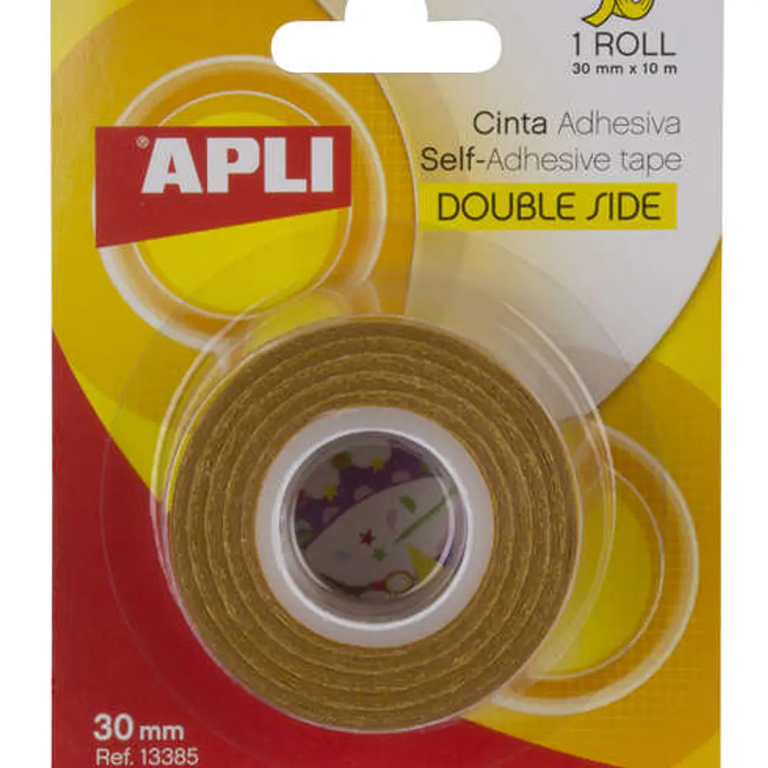 Apli Cinta Adhesiva Doble Cara 30mm x 10m - Facil de Cortar y Aplicar - Adhesion Fuerte y Duradera - Transparente 1