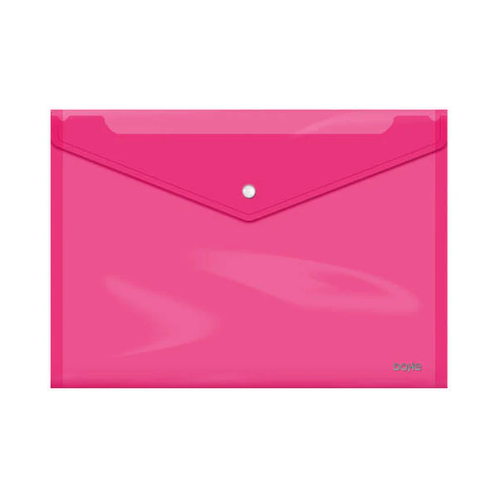 Dohe Sobre Portadocumentos Folio+ - Cierre de Broche - Polipropileno Cristal Transparente 150 Micras - Color Rosa 1