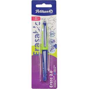 Pelikan Roller Erase 2.0 Boligrafo - Empuñadura Ergonomica Antifatiga - Duracion Larga de la Tinta - Cuerpo del Mismo Color de Escritura - Color Azul