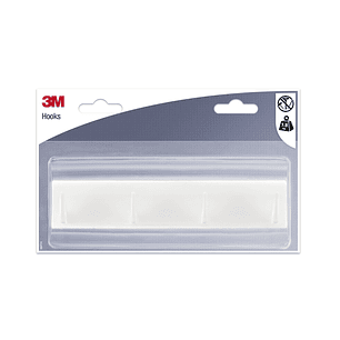 3M Ganchos Adhesivos en Barra - Barra con 4 Ganchos - Soporta hasta 1.9kg - Color Blanco