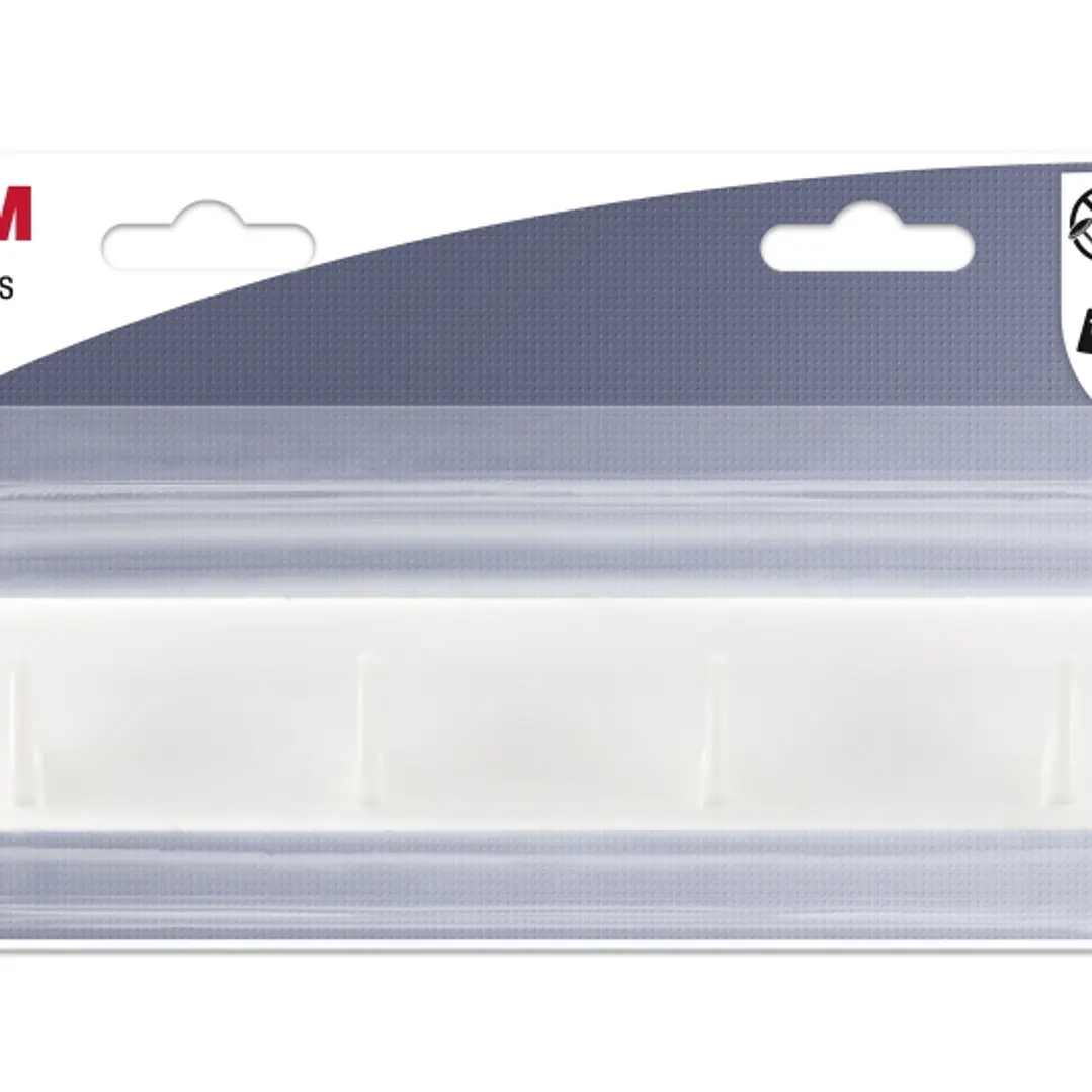 3M Ganchos Adhesivos en Barra - Barra con 4 Ganchos - Soporta hasta 1.9kg - Color Blanco 1
