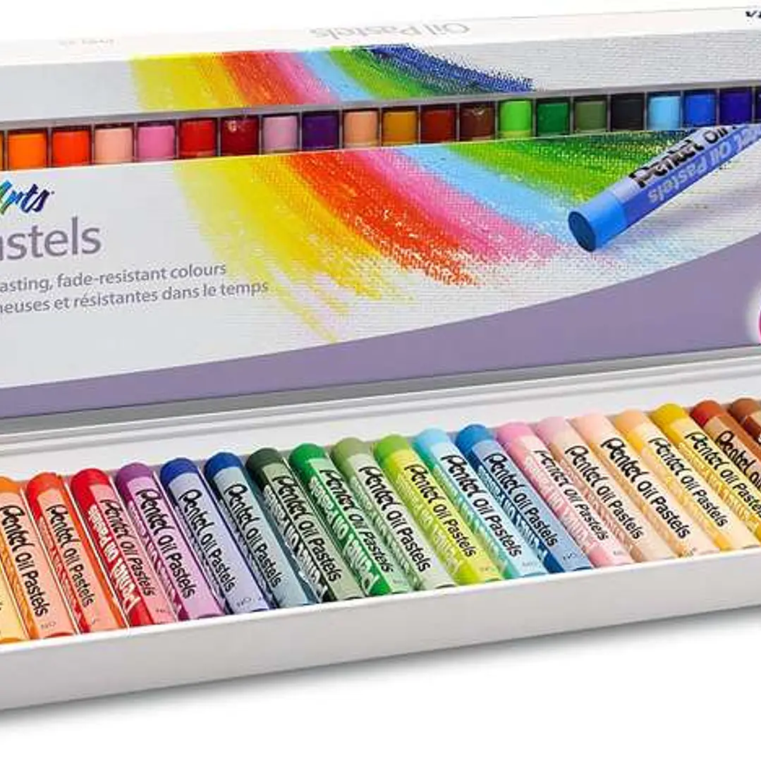 Pentel Oil Pastels Pack de 25 Pasteles Oleo - Blandos, Cremosos y de Secado Lento - Colores Surtidos 1
