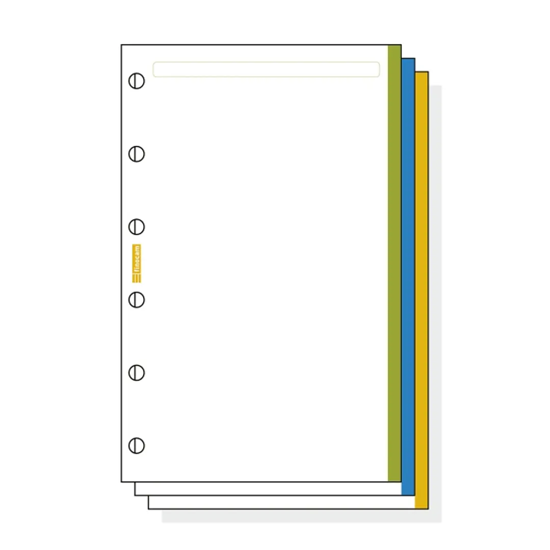 Finocam C245 Notas de Recambio para Agendas Classic - Liso con Banda de Color - Formato 602 - 73x114x5mm - Color Blanco 1