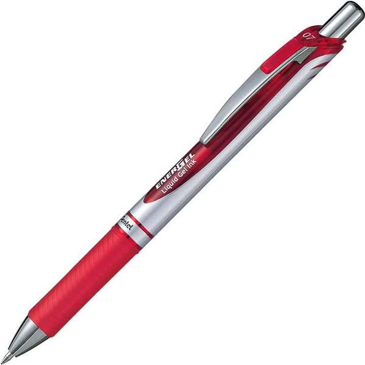 Pentel Energel Boligrafo de Bola Retractil Tinta Gel - Punta 0.7mm - Trazo 0.35mm - Recargable - Grip de Agarre - Clip de Metal - 54% de Materiales Re 1