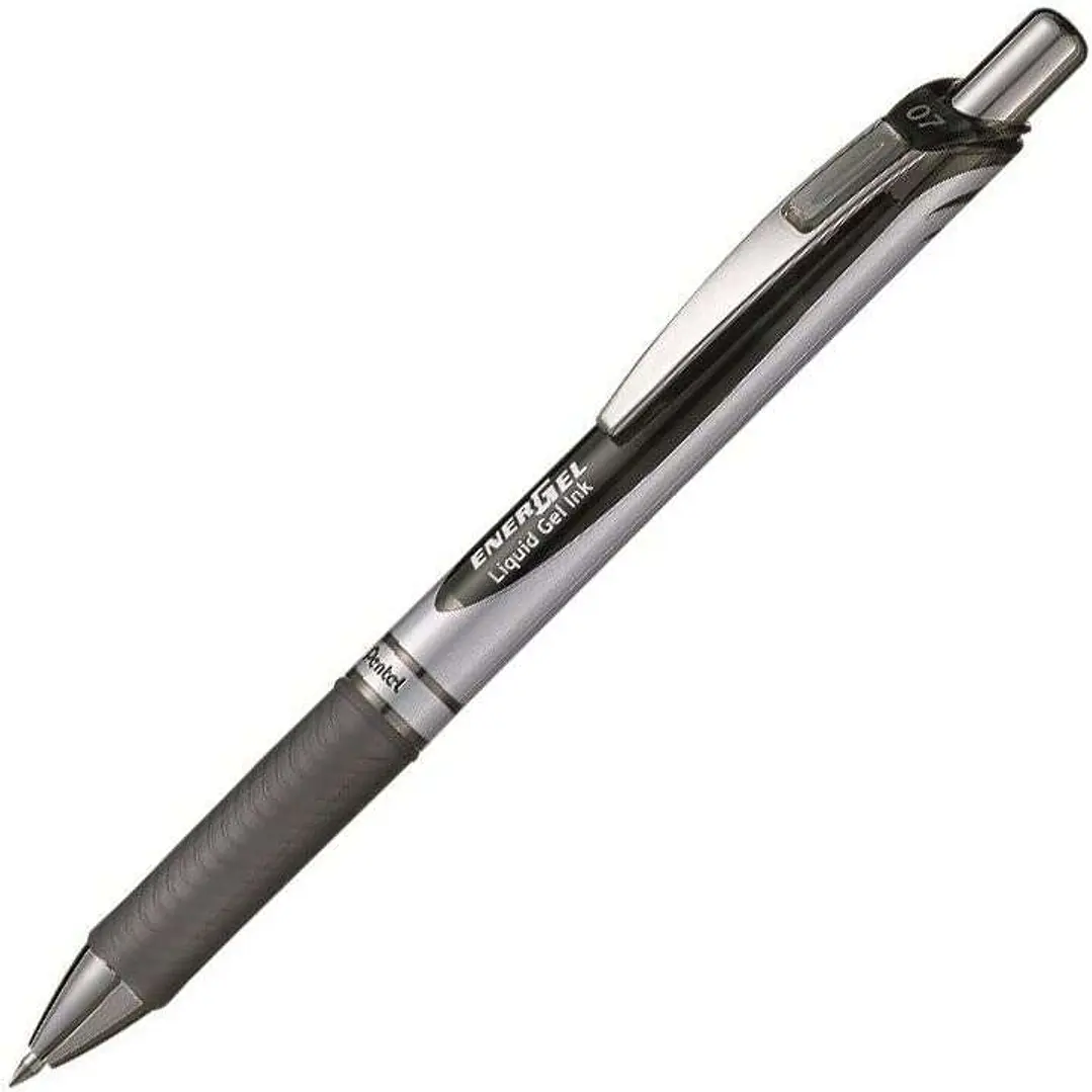 Pentel Energel Boligrafo de Bola Retractil - Punta 0.7mm - Trazo 0.35mm - Tinta Gel - Recargable - Grip de Agarre - Clip de Metal - 50% de Materiales  1