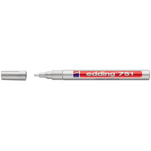 Edding 751 Rotulador Permanente - Punta Redonda - Trazo entre 1 y 2 mm. - Tinta Opaca - Secado Rapido - Color Plata