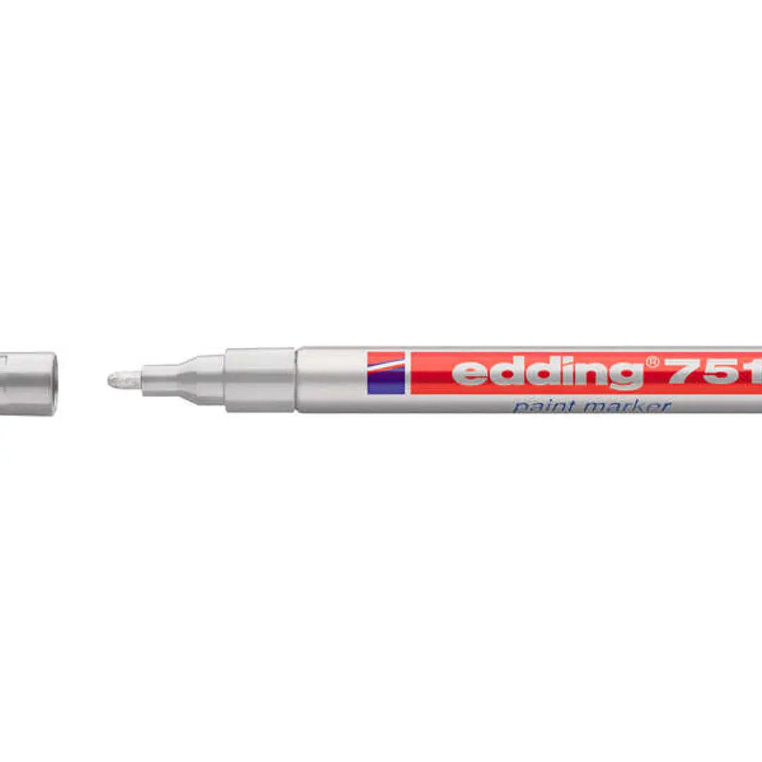 Edding 751 Rotulador Permanente - Punta Redonda - Trazo entre 1 y 2 mm. - Tinta Opaca - Secado Rapido - Color Plata 1